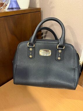 Michael Kors Black Saffiano Leather mini Satchel with Gold Hardware